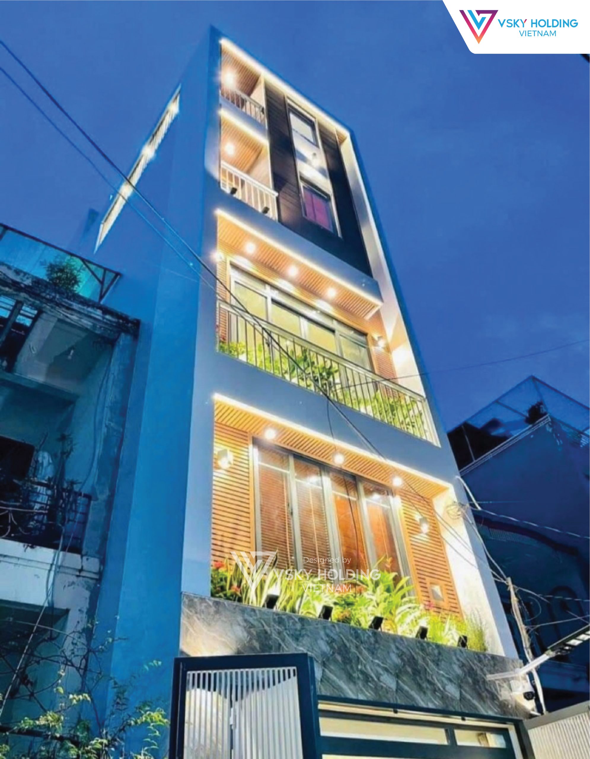 Xây dựng công trình nhà ở 70m2 5 tầng