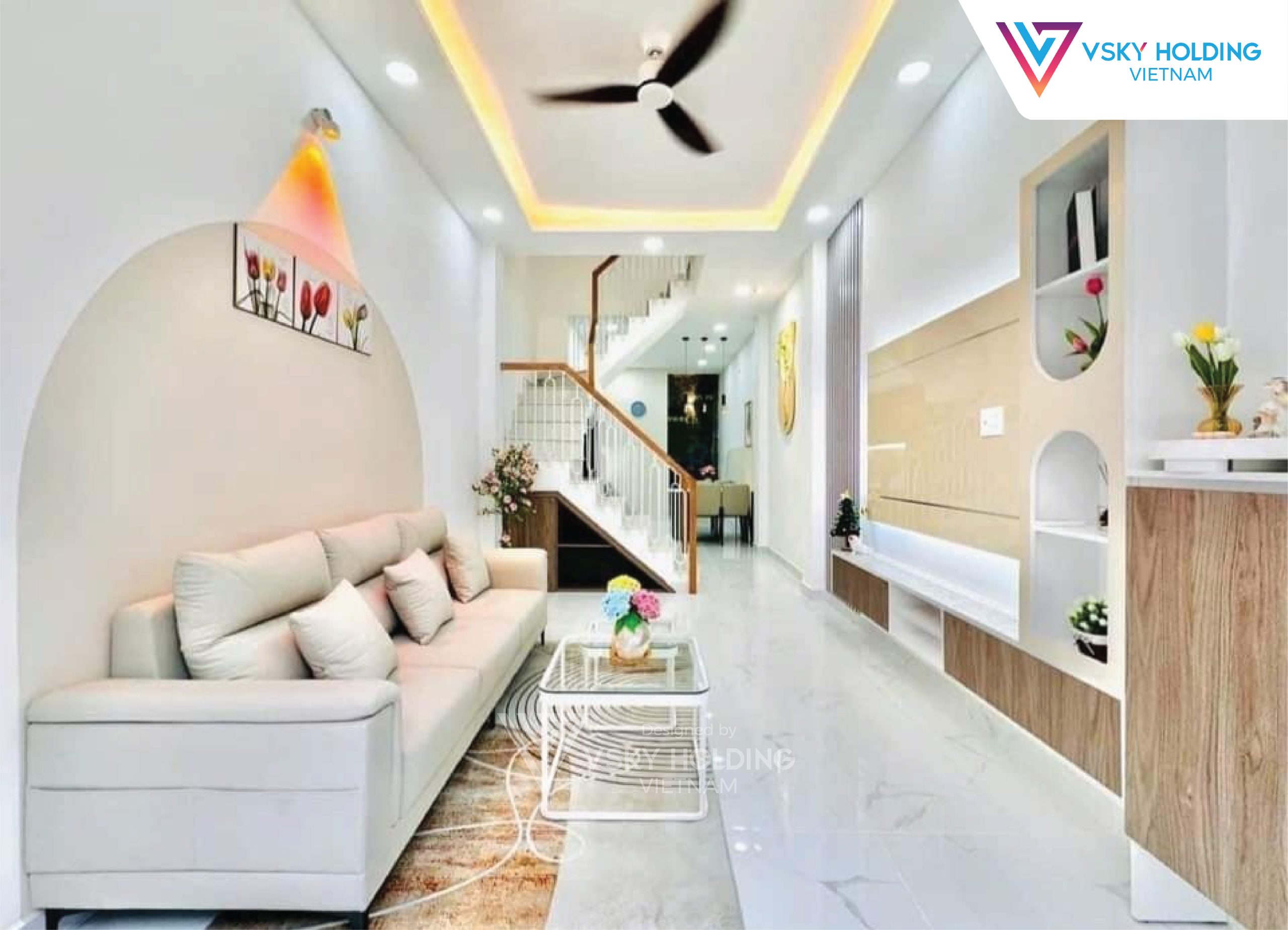 Xây dựng công trình nhà ở 2 tầng hiện đại với 3 phòng ngủ