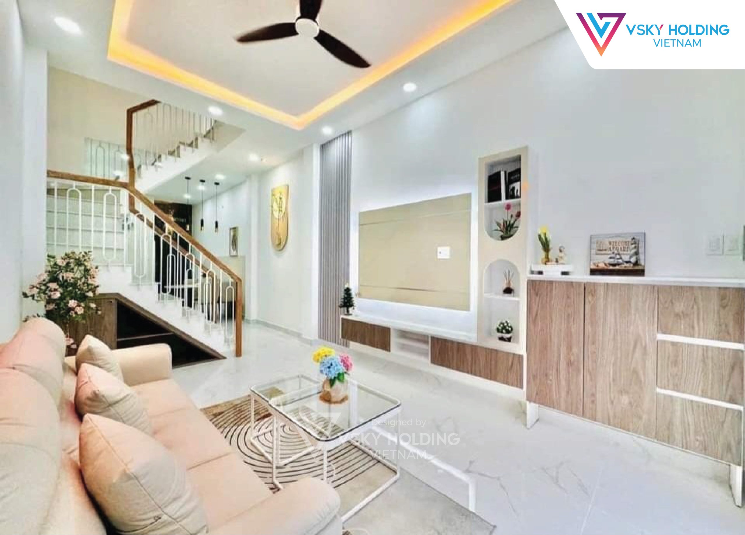 Xây dựng công trình nhà ở 2 tầng hiện đại với 3 phòng ngủ