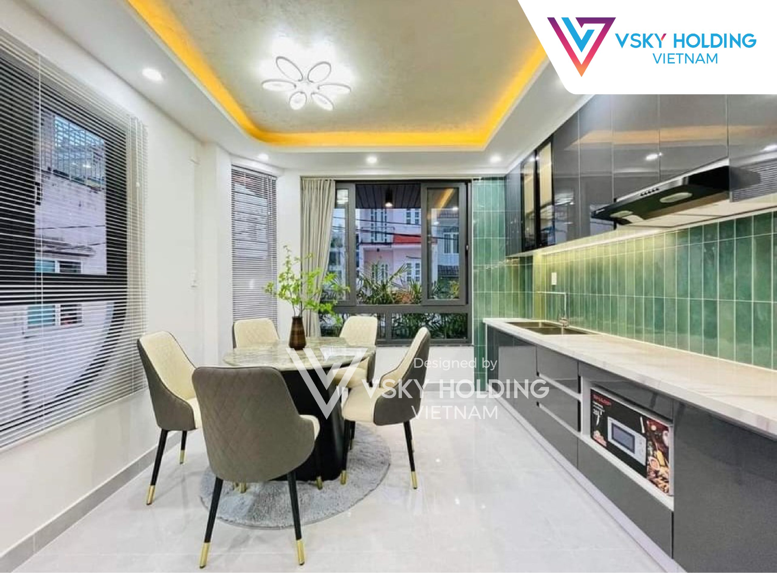 Xây dựng công trình nhà ở 5 tầng với nhiều cửa thông thoáng