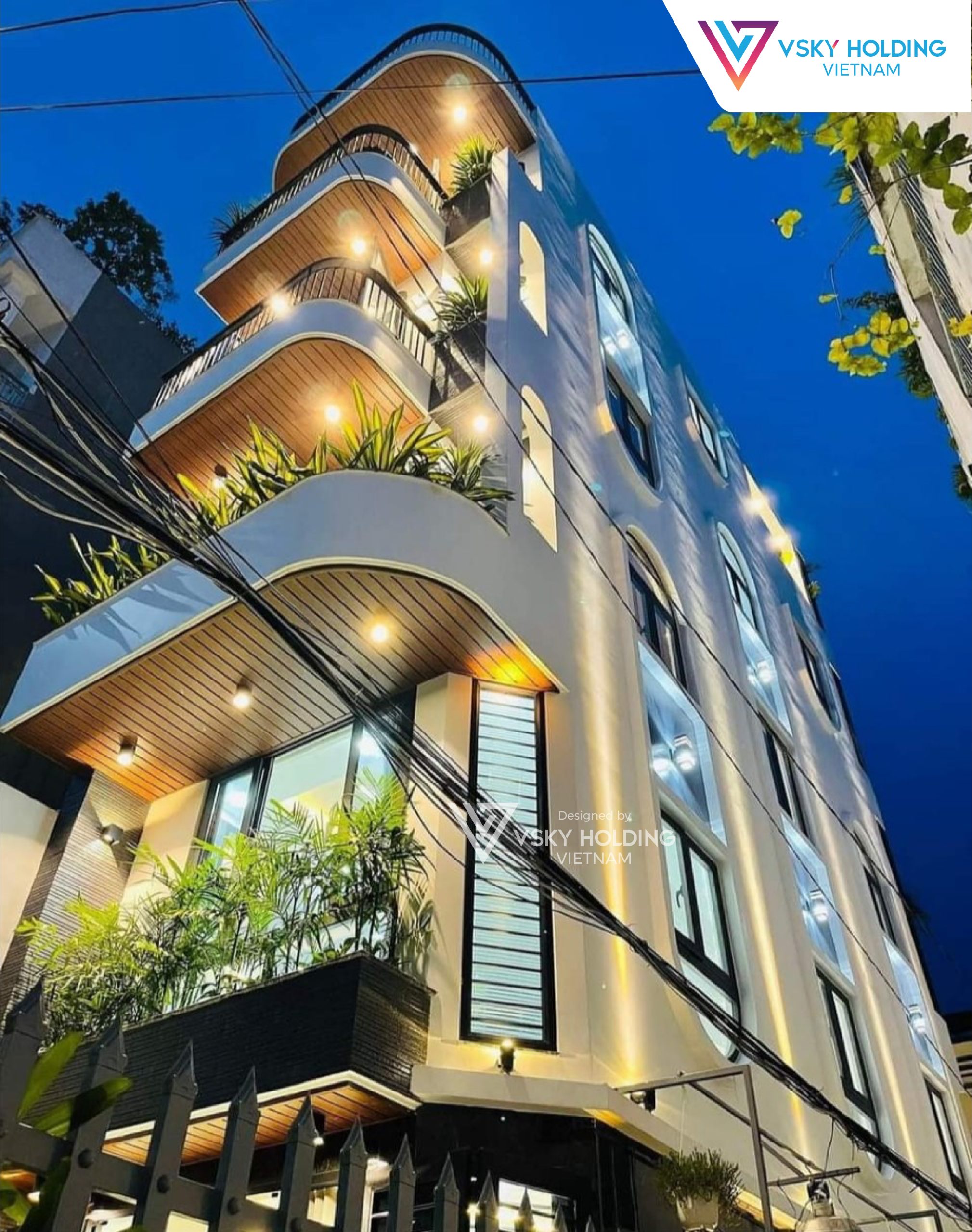 Xây dựng công trình nhà ở 5 tầng với nhiều cửa thông thoáng