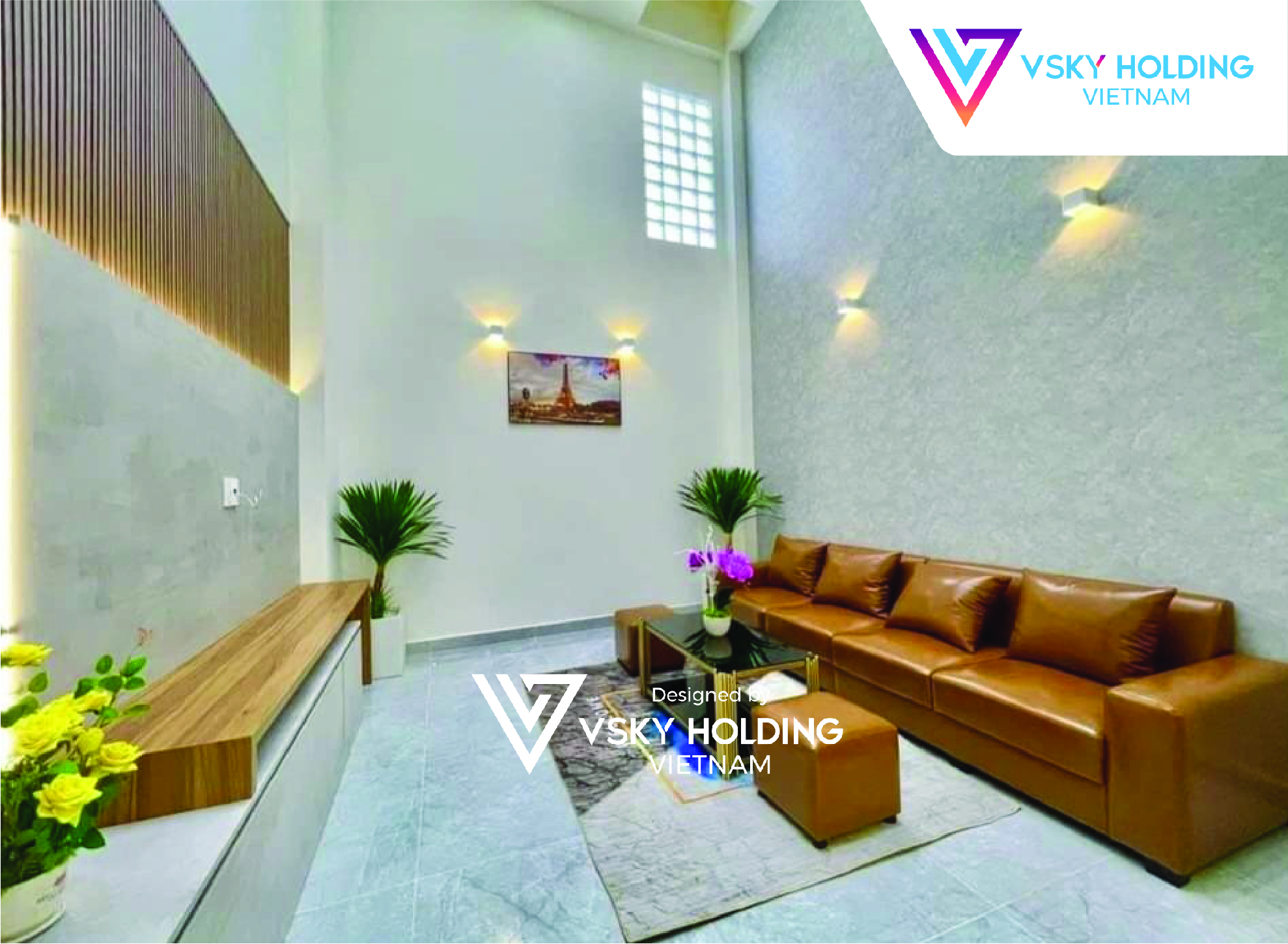 Xây dựng công trình nhà ở 4 tầng đơn giản, thiết kế ban công với tiểu cảnh xanh mát