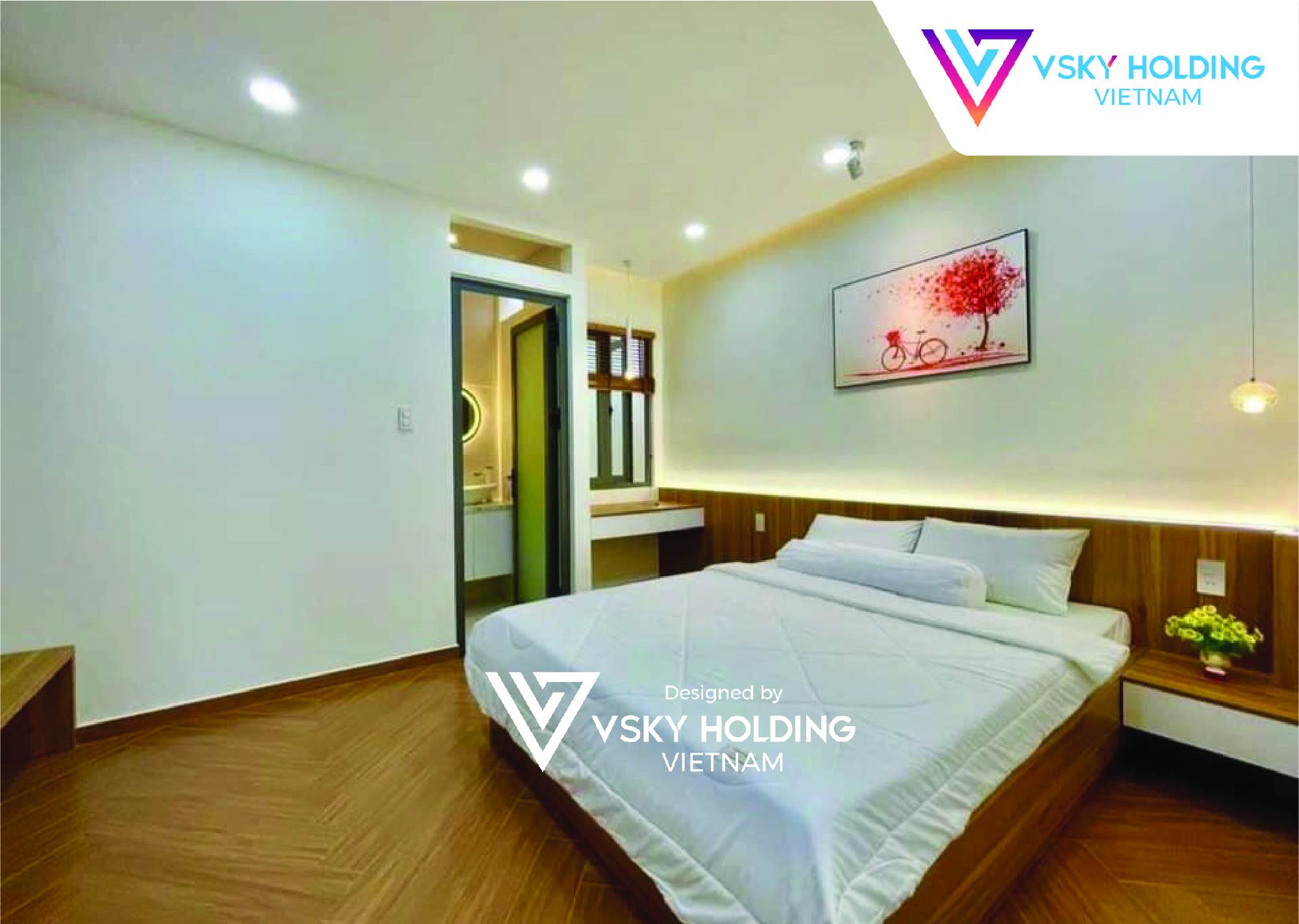 Xây dựng công trình nhà ở 4 tầng đơn giản, thiết kế ban công với tiểu cảnh xanh mát